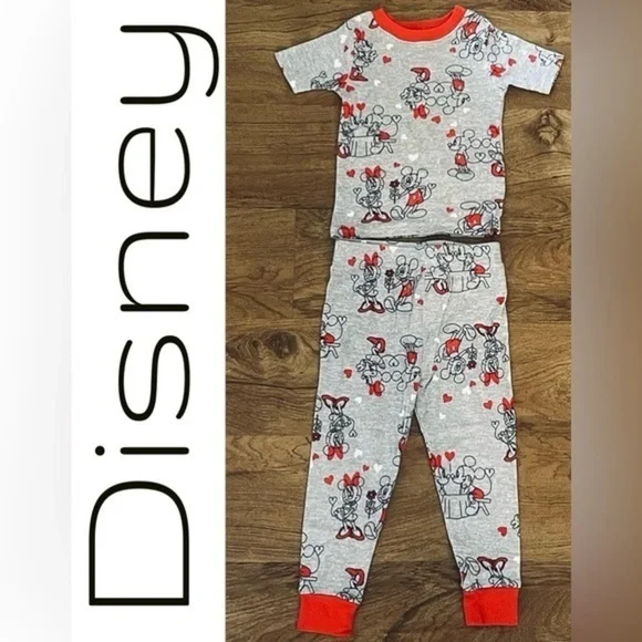 Disney Junior Mickey & Minnie Mouse 100% cotton 2pc Pajama set Toddler - Picture 1 of 4